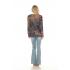 Women tree of life blue and brown polka round neck  top KV24741