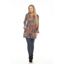 Women's multi print festival  round neck tunic dress KX24758