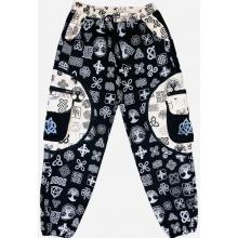 Cotton Black and White Patch pocket Celtic Star Yoga Pant R26015