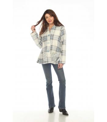 Lady's three button  patch pocket jacket coat KBS24788