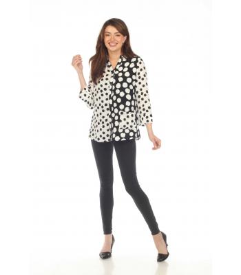 Women's  B/W Polka Multi  Button Cardigan Jacket KCT2485
