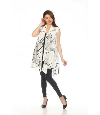 Women's B.w Floral Line open front cardigan vest KE2619