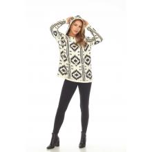 Women's Bohemian B/W Knitted Pullover (KF2295 Plus Size)