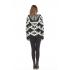Women Aztec Black and White Half  Zip Hooded Pullover KF23994