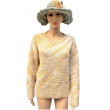 Women's Super Soft  Round Neck Beige  Sweater Top KF24939