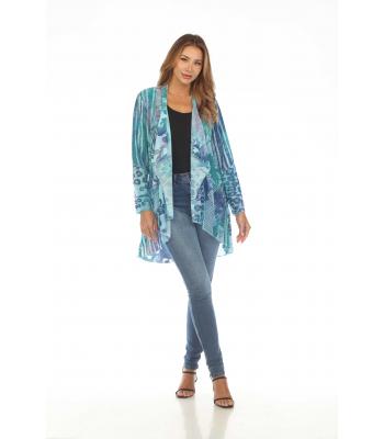 Women Burnout Purple Mountain Open Front Cardigan KV24138