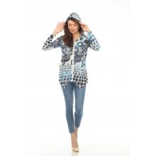 Women's Burnout Mandala Polka Zip up Hooded Jacket KV24150