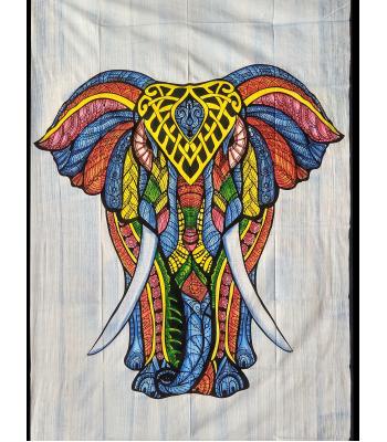 55" x 83" Single Tie-Dye Elephant Art Tapestry HAND BRUSH B32 