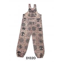 Cotton Grey with Black Block Celtic Overall Jumpsuit D1320