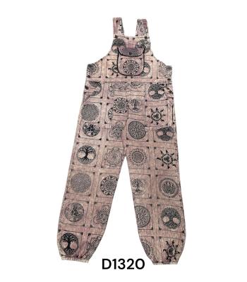 Cotton Grey with Black Block Celtic Overall Jumpsuit D1320