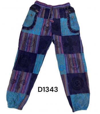 Cotton Multi Color Patchwork Block Print Skyrocket Tribal Pant D1343 