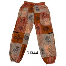 Cotton Multi Color Patchwork Block Print Red Rock Tribal Pant D1344