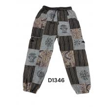 Cotton Multi Patchwork Block Print Purple Mountain Tribal Pant D1348