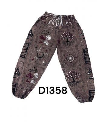 Cotton Razor Cut Multi Color Block Print Festival ONE SIZE Pant D1358 