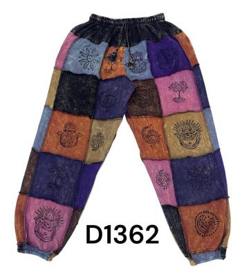 Cotton Multi Color patchwork Block Print One Size Yoga Pant D1362