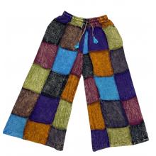 Cotton Multi Patchwork Stonewash Wide Leg Canyon Pant D1392