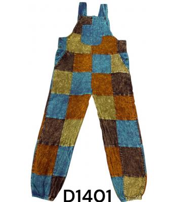 Cotton Multi Patchwork Bottom Closer Mountain Jumpsuit Overall D1401
