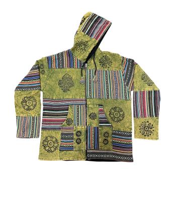 Cotton Multi Patchwork Jungle Beauty Block Print Fleece Lining Jacket DT160