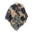 Cotton Multi Print Block Artwork Hooded Fringe Poncho DT25802