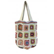 Cotton Hand Crochet Square Pattern Tote  Bag  DT25812