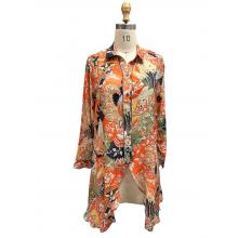 Women's Floral High Low button down Long Shirt KBS25003