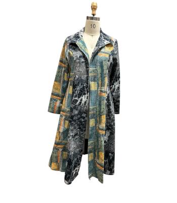 Cotton Gold Lie Multi Print Long Open Front Cardigan KBS25