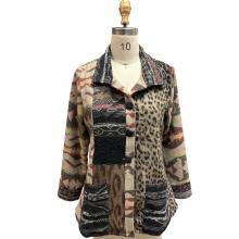 Women Multi Color Two Tone Aztec and Leopard Jacket KBS25503
