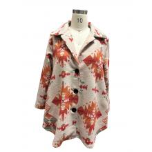 Women Three Button Red Multi Western Aztec Jacket KBS25505