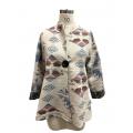 Women Single Button Grey Aztec Jacket KBS25507