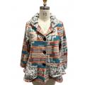 Women Multi Three Button Collar Aztec Vintage Jacket  KBS25508