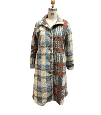 Women Plaid Red Multi Button Long Coat Jacket KBS25510