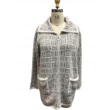 Women White Beige Super Soft Hoodie Zip Sweater Jacket KF25669