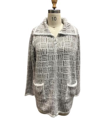Women White Beige Super Soft Hoodie Zip Sweater Jacket KF25669