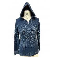 Super Soft Knit Navy Multi Zip Up Hood Jacket  KM23315 Navy