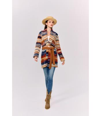 Women Multi Color Ruby Cali Open Front Sweater Cardigan KN25532