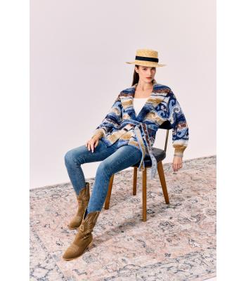 Women Blue Lake Open Front Sweater Cardigan KN25535