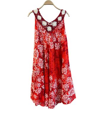Multi Color Floral Emb Crochet V Neck Sun Dress KTB432 