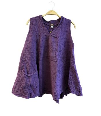 Cotton V Neck OS 3/4 Bell Slv Top KTK417 Purple