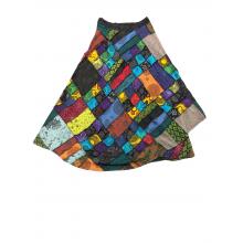 Cotton Multi Jungle Beauty Block Patch Warp Around Skirt LF522