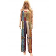 Cotton Emb Hobo Fringe Overall Jumpsuit LF524