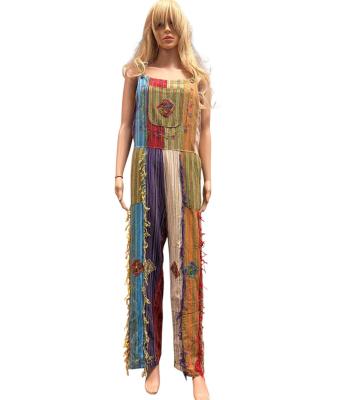 Cotton Emb Hobo Fringe Overall Jumpsuit LF524