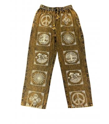 Cotton Multi Green Block Artwork Wellness Pant NC47