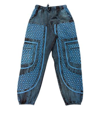 Cotton Blue wave Teal Floral Box Pant NC54