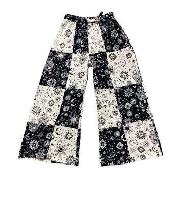Cotton Multi Black and White Universal Wide Leg Palazzo Pant NC57