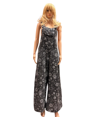 Cotton Sun Moon Galaxy Black and White Overall NC66