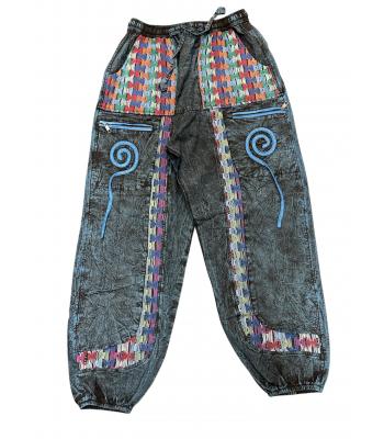 Cotton Denim Multi Decorated Swirl Himalaya Pant R25792