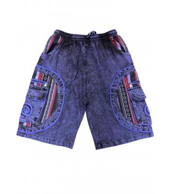 Cotton Denim Multi Patch Box Pocket Swirl Short R25795