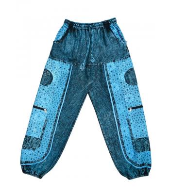 Cotton Stonewashed Pacific Blue Cargo Pant R25909 