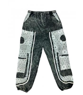 Cotton Patchwork Stonewashed Dark Sea Pant R25910