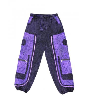 Cotton Multi Purple Patchwork Cargo Pant R25912